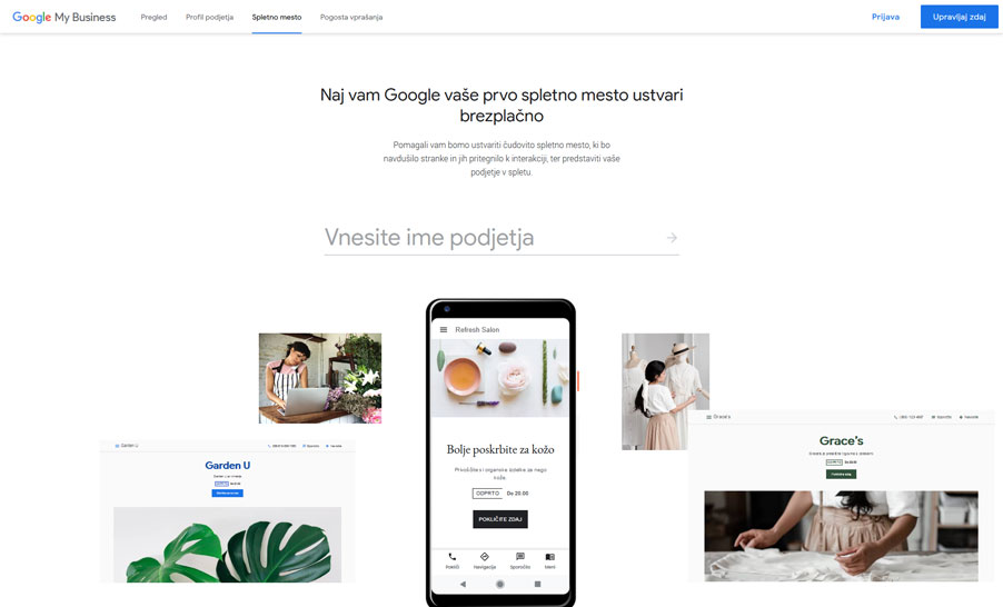 Spletno mesto Google my business
